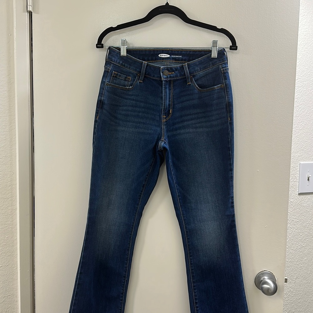 Old navy blue jeans kicker boot-cut